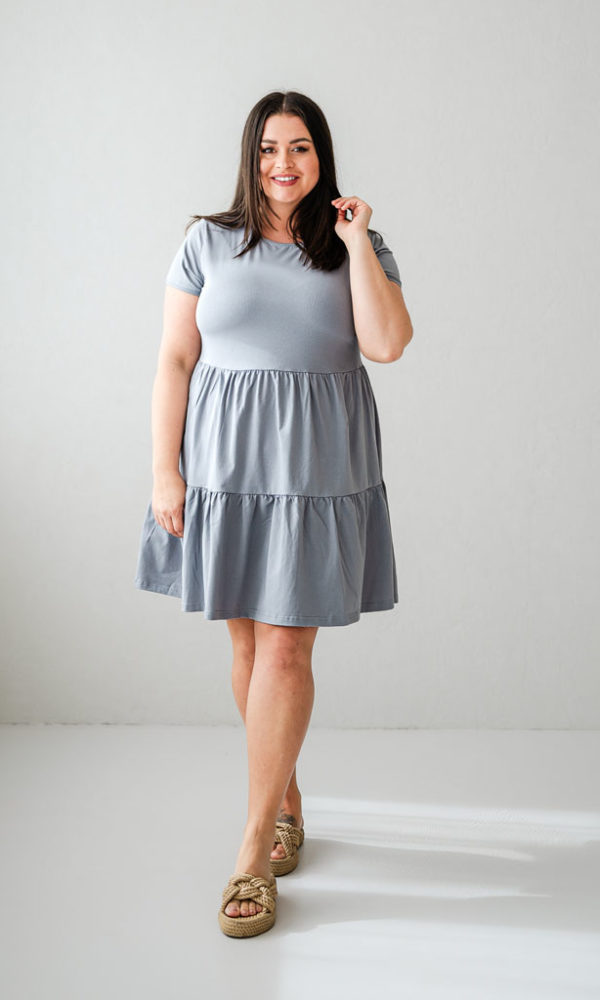 Dámské tričkové šaty s volány BASIC grey