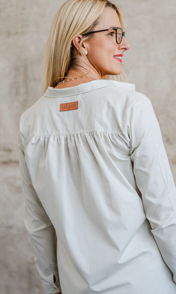 Dámská bavlněná košile POPLIN s řasením ivory