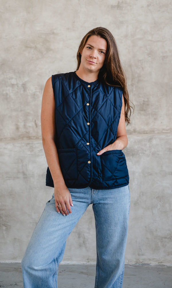 Dámská prošívaná vesta Lara tmavě modrá