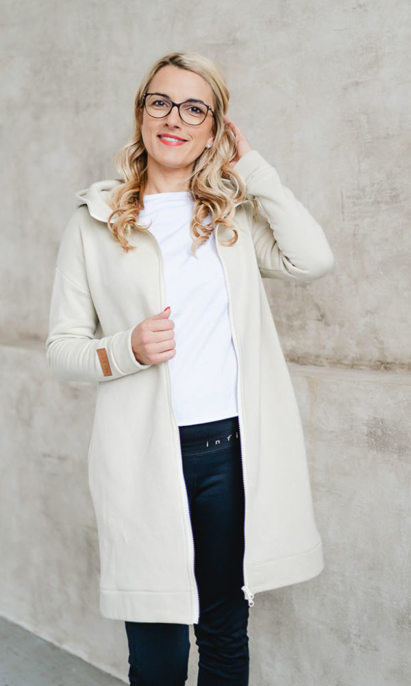 Dámská tepláková mikina na zip WARM béžová