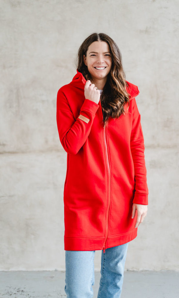 Dámská tepláková mikina na zip WARM červená