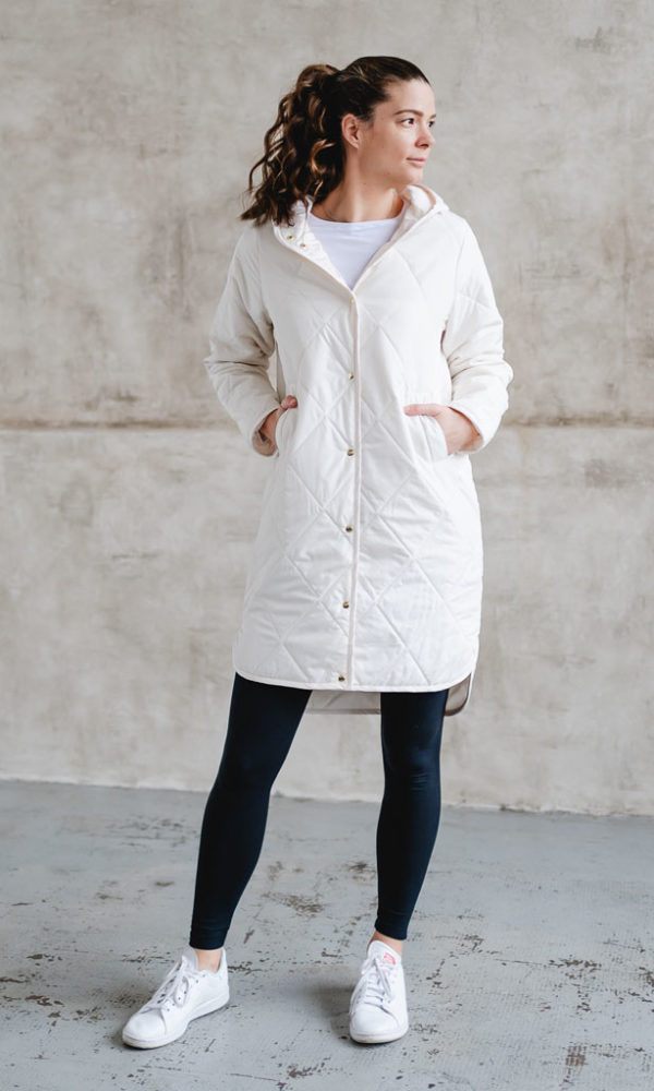 Dámská prošívaná bunda Lara dlouhá krémová