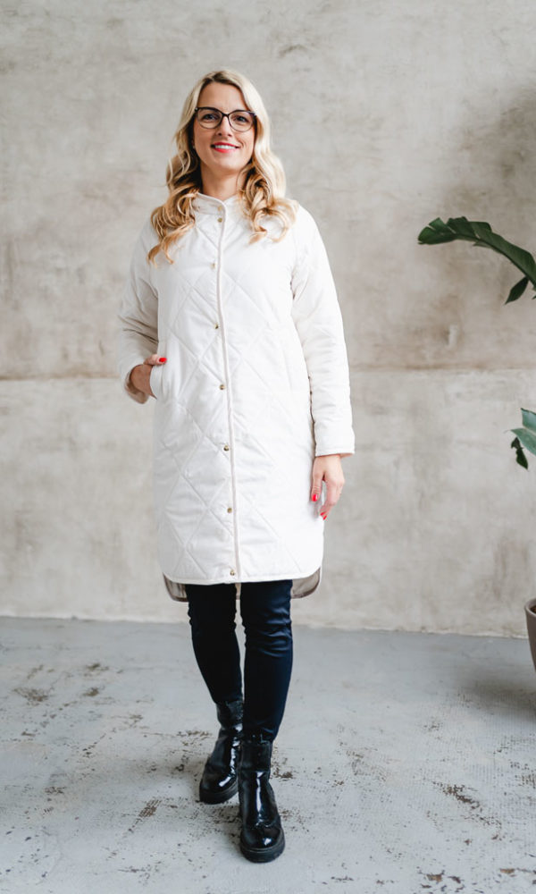 Dámská prošívaná bunda Lara dlouhá krémová