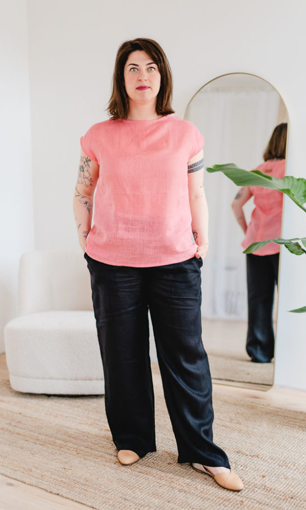 Dámská lněná tunika LINEN korálová