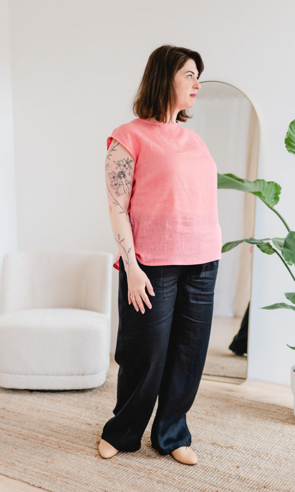 Dámská lněná tunika LINEN korálová