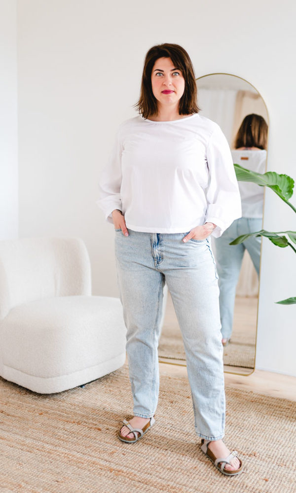 Dámská bavlněná tunika POPLIN s balónovými rukávy bílá