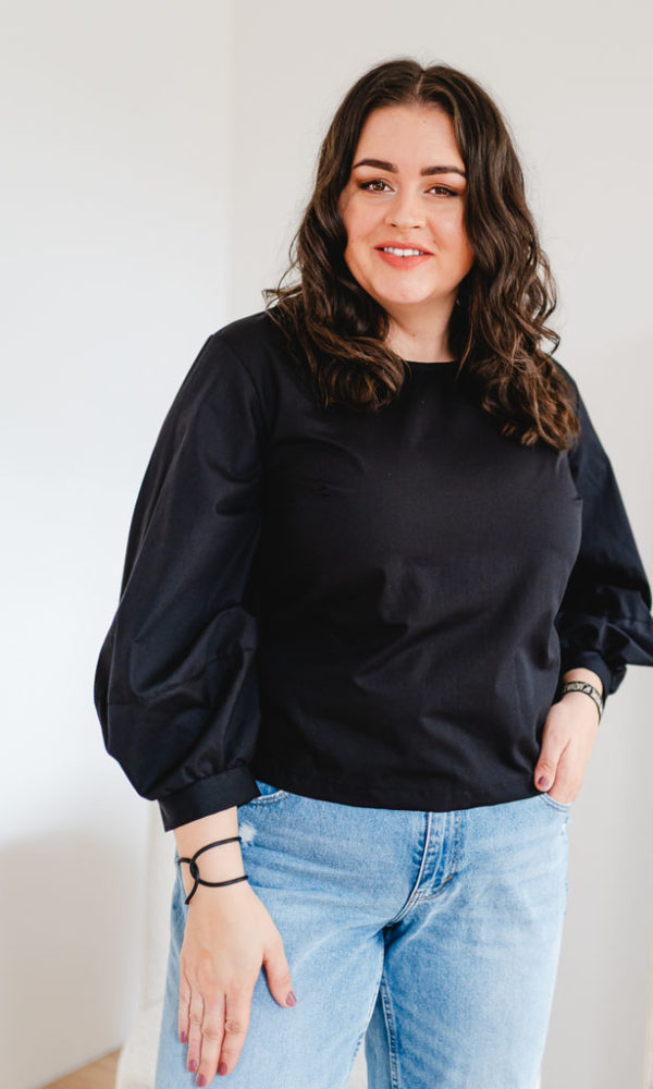 Dámská bavlněná tunika POPLIN s balónovými rukávy černá