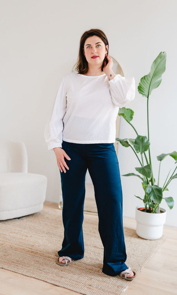 Dámské bavlněné široké kalhoty LUX – modré