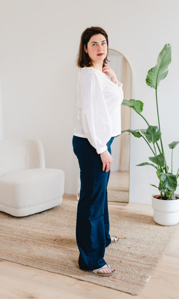 Dámské bavlněné široké kalhoty LUX – modré