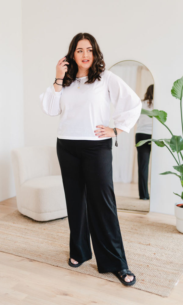 Dámské bavlněné široké kalhoty LUX – černé