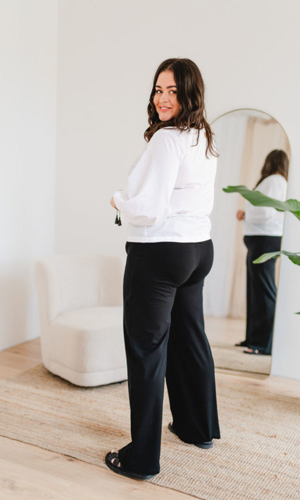 Dámské bavlněné široké kalhoty LUX – černé