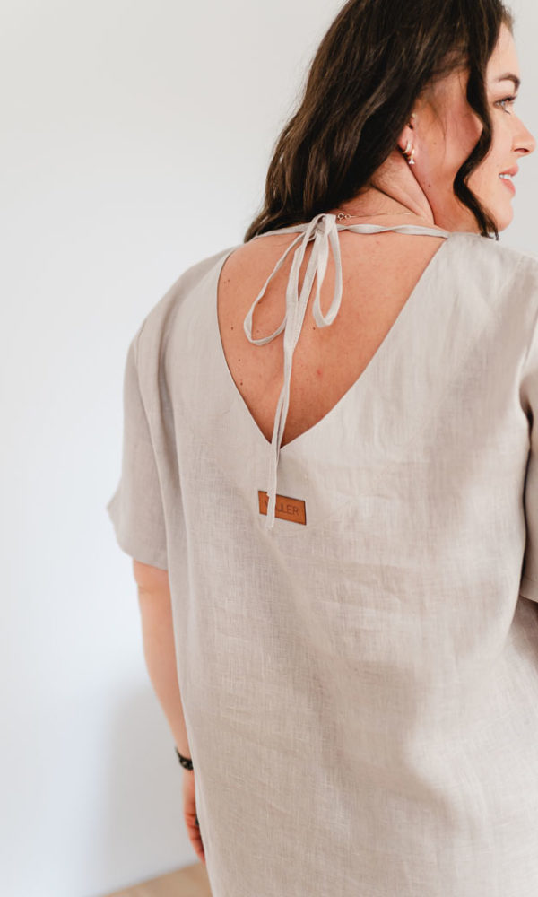 Šaty lněné rovné LINEN béžové