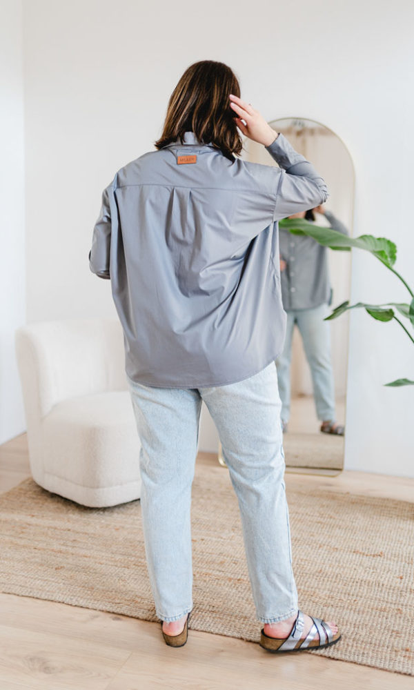 Dámská bavlněná košile OVERSIZE tmavě šedá