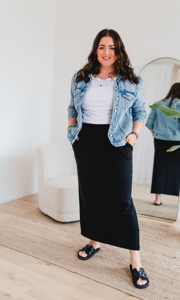 Dámská tepláková sukně BASIC dlouhá černá