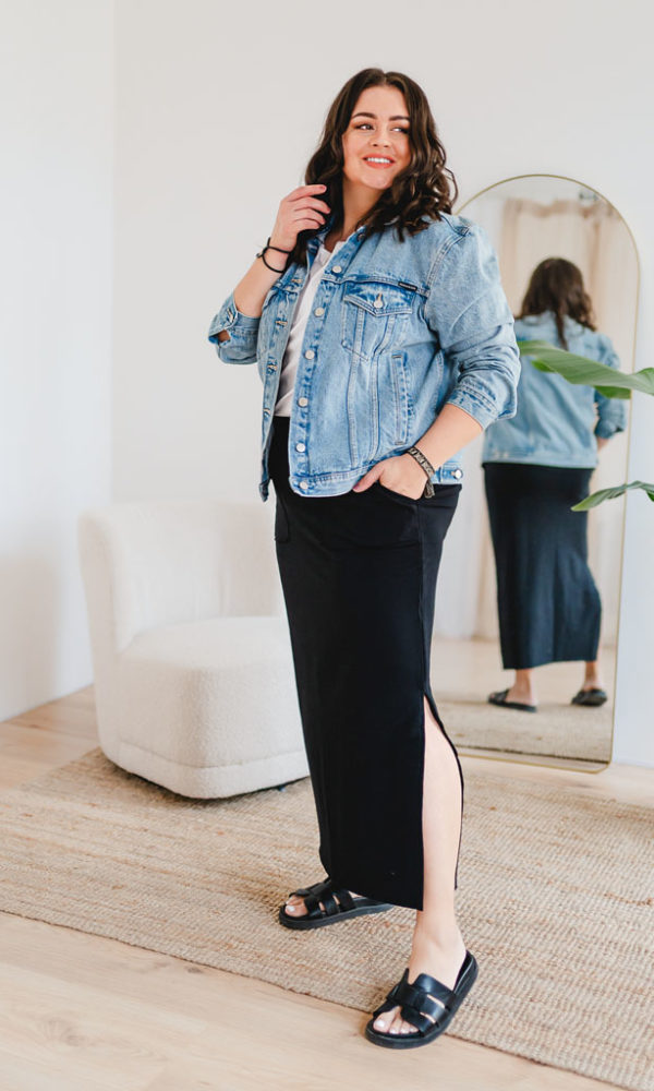 Dámská tepláková sukně BASIC dlouhá černá