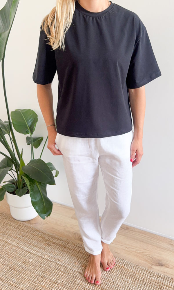 Dámské lněné kalhoty LINEN úzké bílé