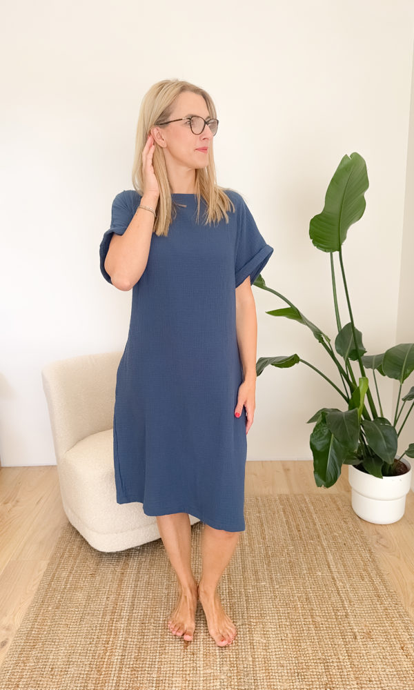 Dámské mušelínové šaty MEDA modré