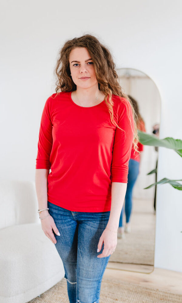 Dámské tričko BASIC 3/4 rukáv červené