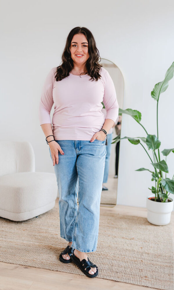 Dámské tričko BASIC 3/4 rukáv růžové