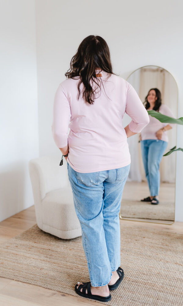 Dámské tričko BASIC 3/4 rukáv růžové