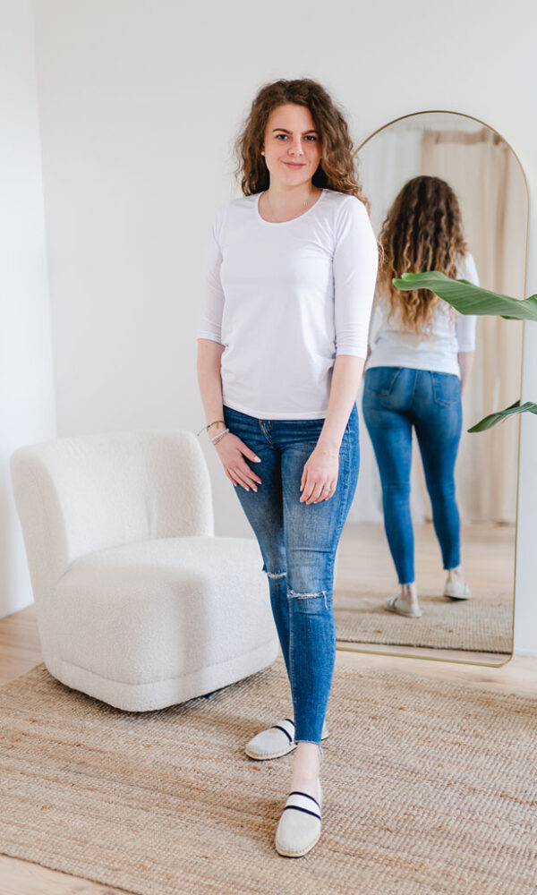 Dámské tričko BASIC 3/4 rukáv bílé